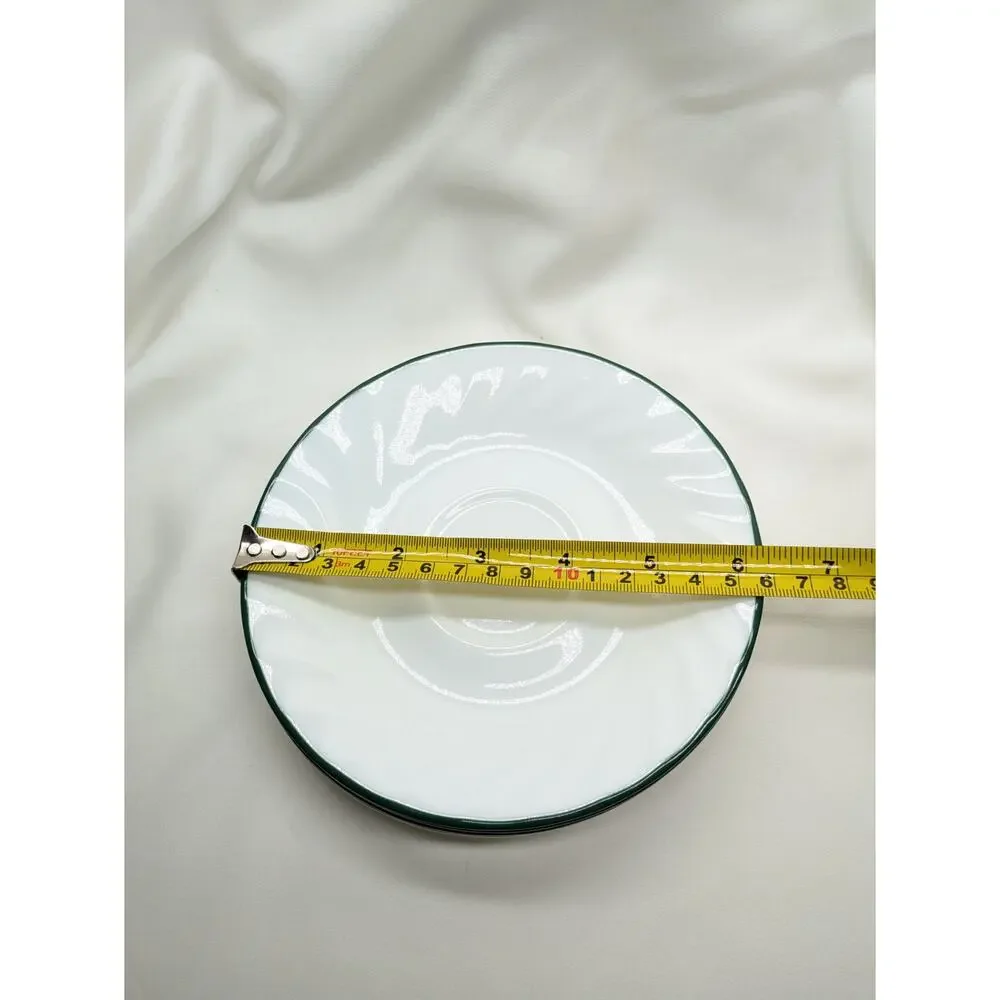 Set of 4 Corelle Callaway Ivy  Saucers Mug Plates Swirl Green Rim 6 1/4